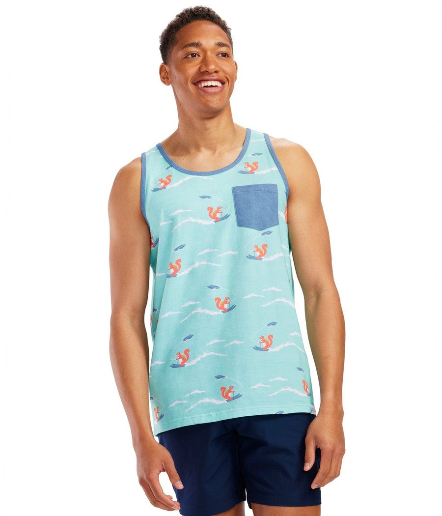 Men's Squirrel on Water Skis Tank Top