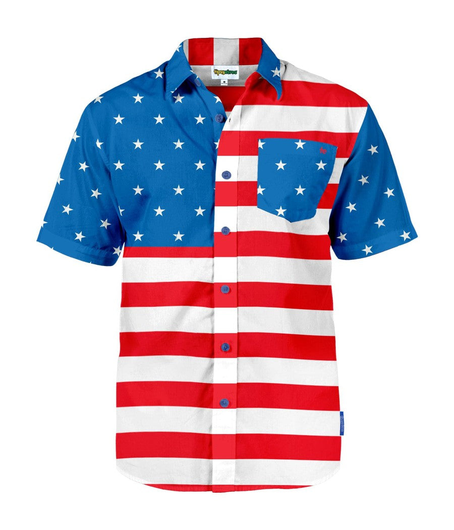 Tipsy Elves Mens Blue The Flag Button Down Shirt: Size 4X Large Tipsy Elves Mens Blue The Flag Button Down Shirt: Size 4X Large