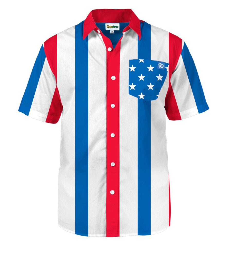 Red white and blue collared shirt discount