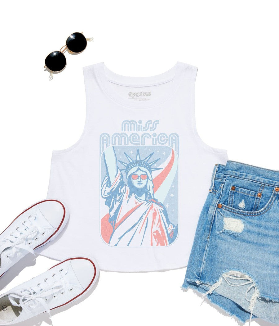 Women's Miss America Cropped Tank Top