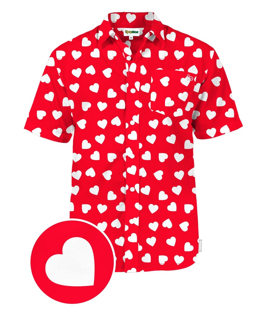 mens valentines day dress shirt JLFKNG Mens Shirts Short Sleeve Shirts For Men Romantic Valentines Day Love Heart Printed Buttons Up Breathable Shirt Tops Comfy Summer Clothes