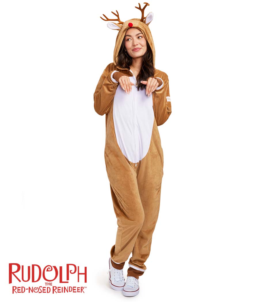 Women's Rudolph Jumpsuit | Fun Festive Adult Onesie | High-Quality Festive Onesies | Cream