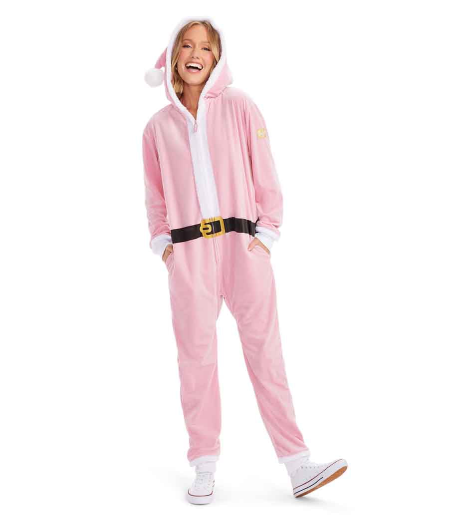 Women's Pink Santa Jumpsuit | Fun Festive Adult Onesie | High-Quality Festive Onesies | Pink Women's Pink Santa Jumpsuit | Fun Festive Adult Onesie | High-Quality Festive Onesies | Pink
