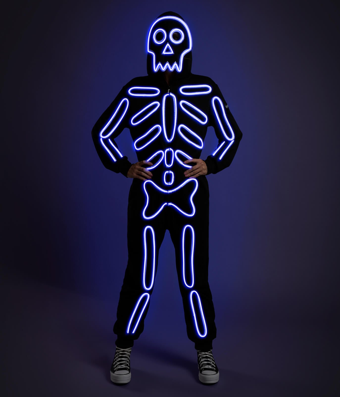 Neon LED Light Up Skeleton Costume: Women's Halloween Costumes
