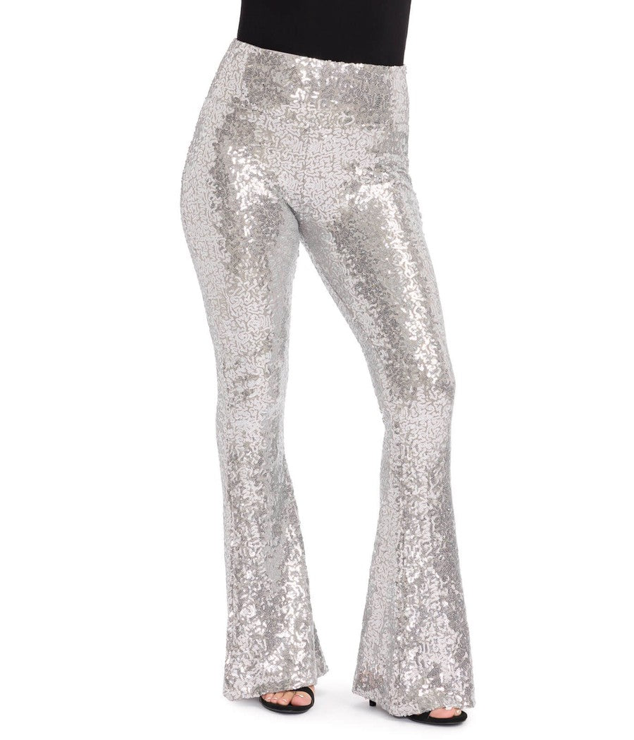 Silver Sequin Flare Leggings