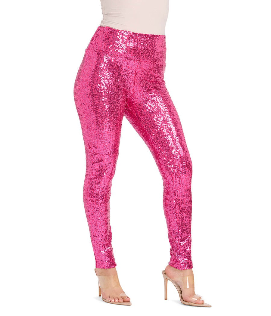 Pink Sequin High Waisted Leggings Women s Evergreen Outfits Tipsy Elves