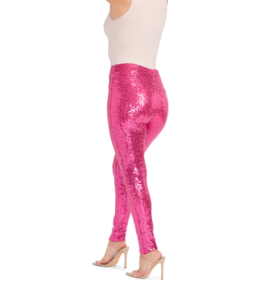 Pink Sequin High Waisted Leggings Image 2