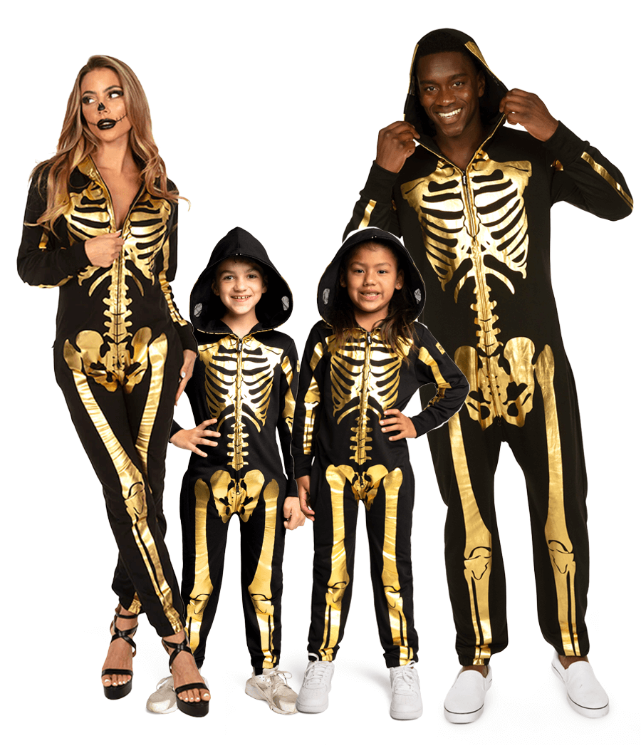 Matching Gold Skeleton Family Costumes Halloween Outfits Tipsy Elves
