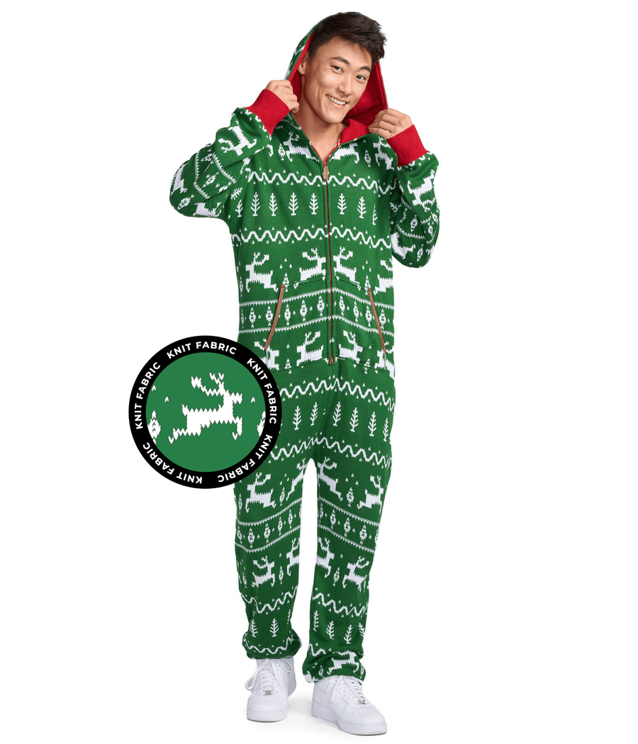 Green Fair Isle Knit Jumpsuit: Men's Christmas Outfits Tipsy Elves
