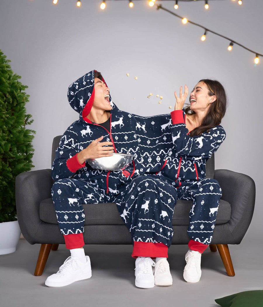 Couple Matching Pjs Husband And Wife Christmas Outfits Blue