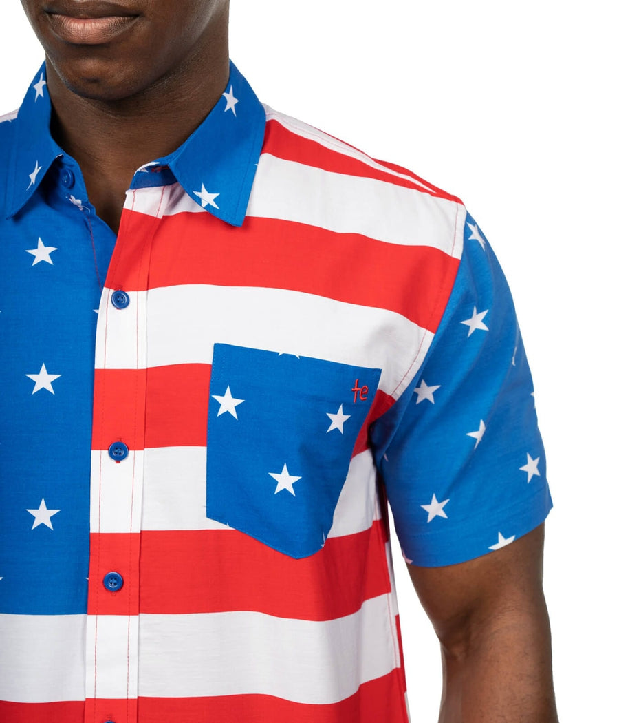 Men's American Flag Button Down Shirt Image 5