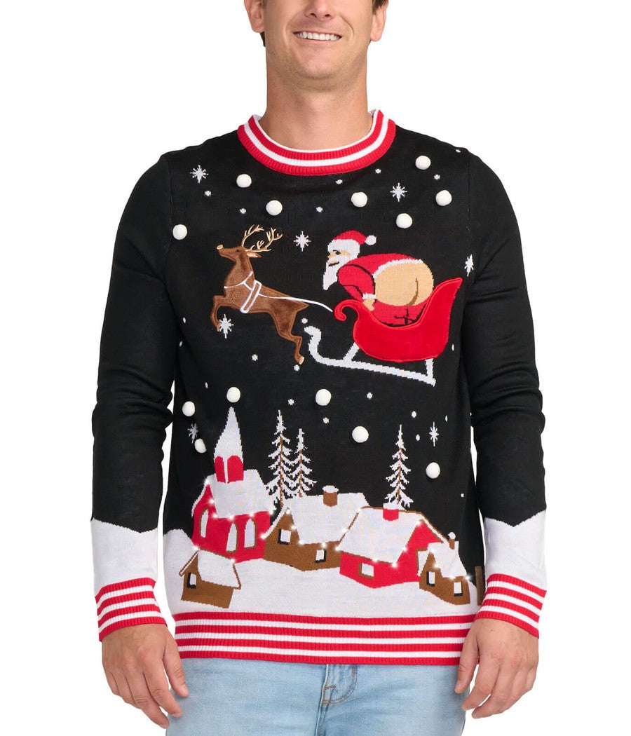 Men's Full Moon Santa Light Up Ugly Christmas Sweater