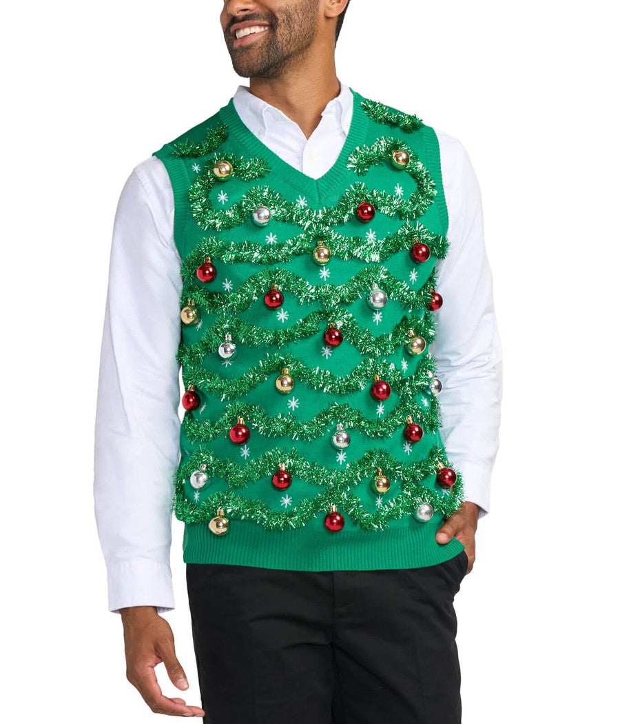 Gaudy Garland Ugly Christmas Sweater Vest: Men’s Christmas Outfits