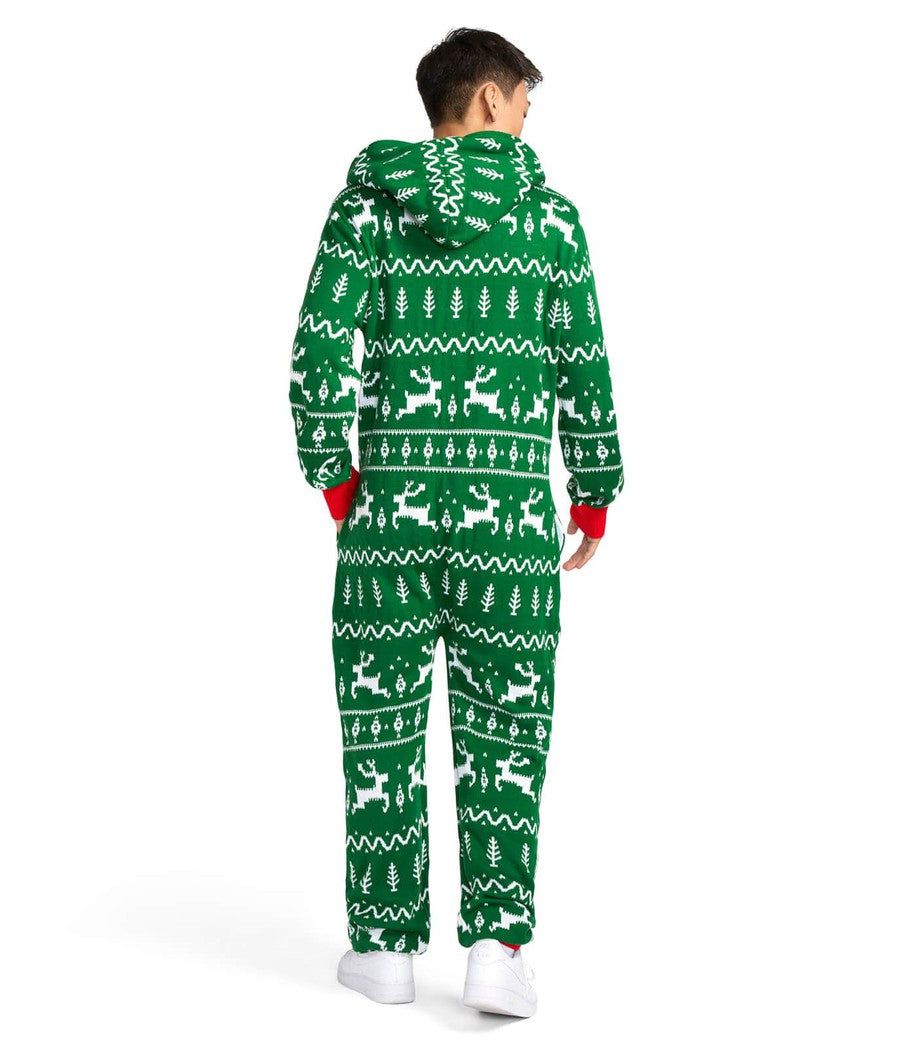 Men's Green Fair Isle Knit Jumpsuit