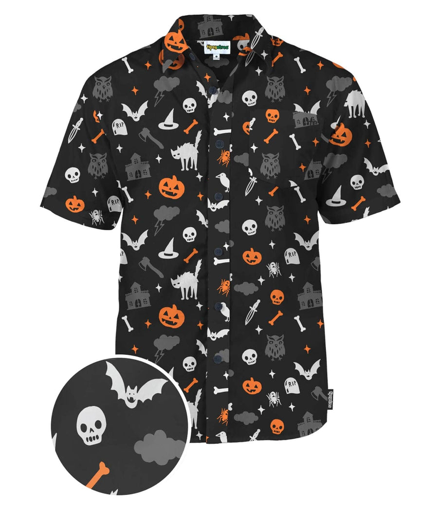 Men's Tipsy Elves Halloween Night Button Up Shirt Large Black Men's Tipsy Elves Halloween Night Button Up Shirt Large Black