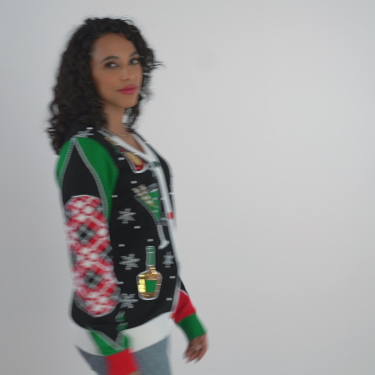 Women's Mix and Be Merry Christmas Cardigan Sweater Image 3