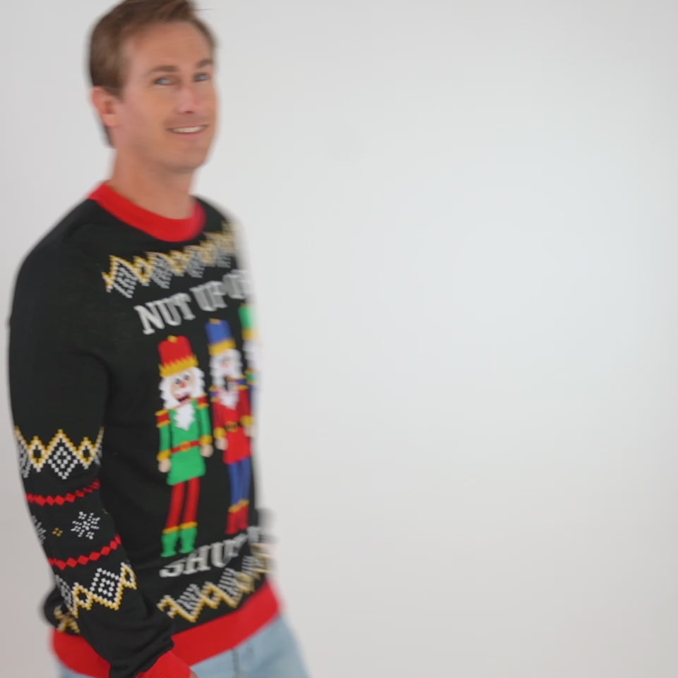 Men's Nut Up or Shut Up Ugly Christmas Sweater Image 3