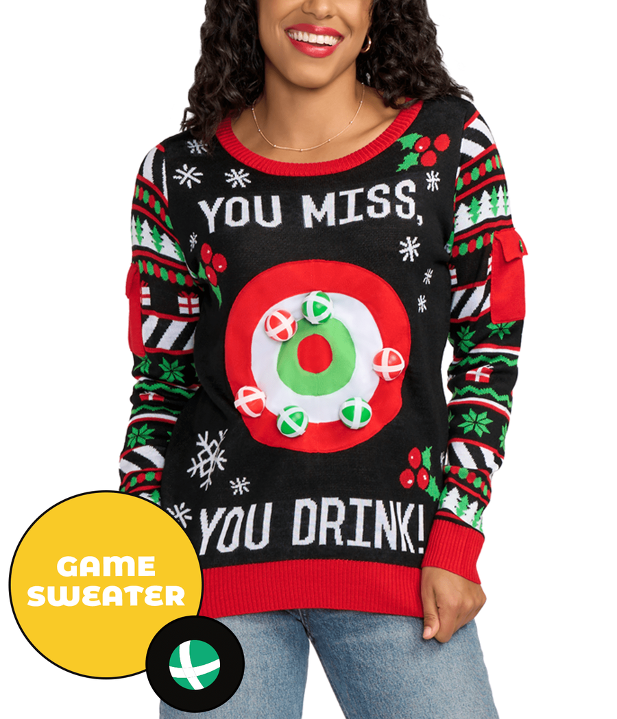Women's drinking game ugly christmas best sale sweater