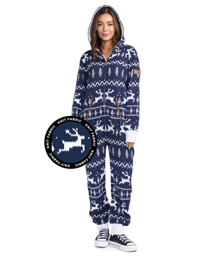 Women's Navy Fair Isle Knit Jumpsuit