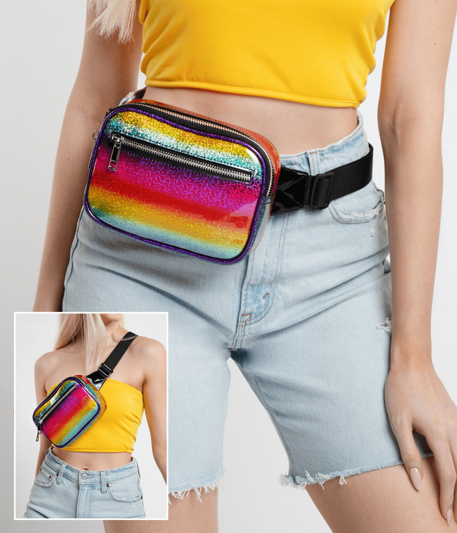 Rainbow Glitter Belt Bag