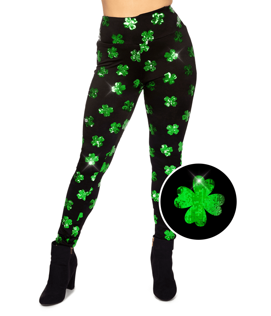 Sequin Clover High Waisted Leggings