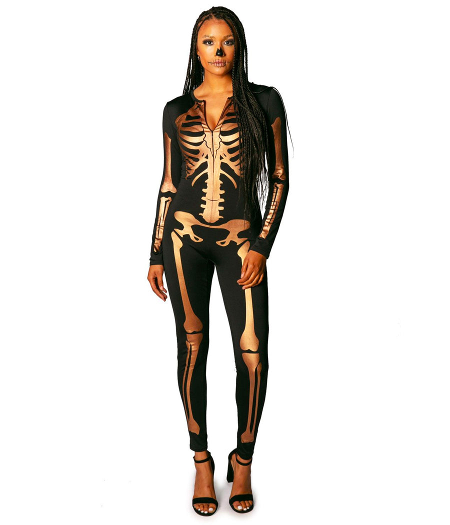 Gold Skeleton Bodysuit Costume Image 2