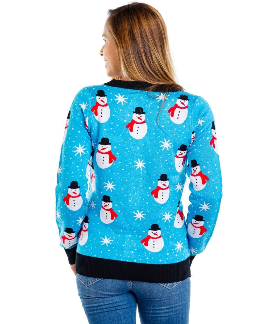 Women's Snazzy Snowman Cardigan Sweater Image 2