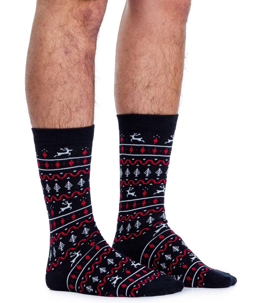 Tipsy Elves Men's Red and Black Fair Isle Sock Tipsy Elves Men's Red and Black Fair Isle Sock