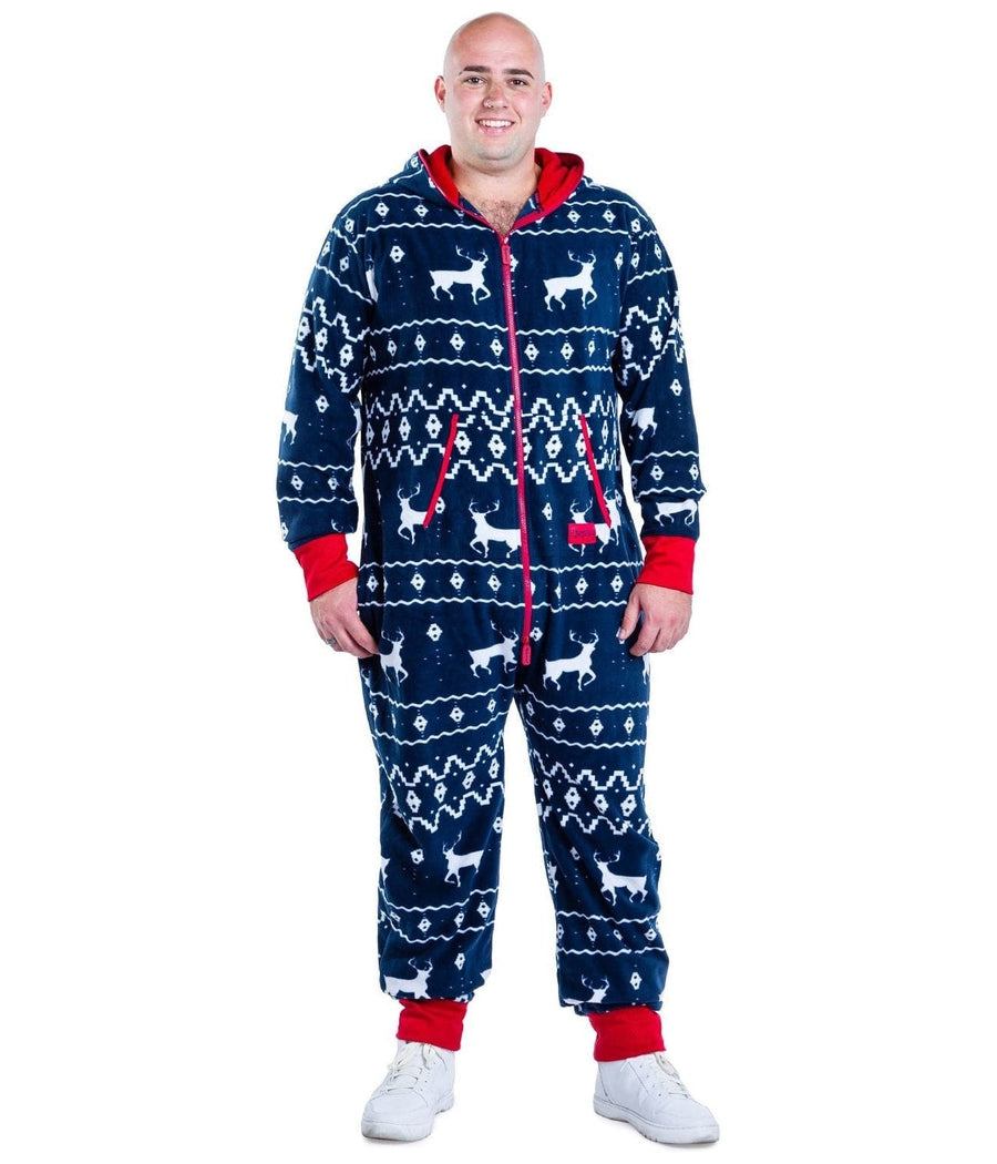 Men's Blue Reindeer Big and Tall Jumpsuit