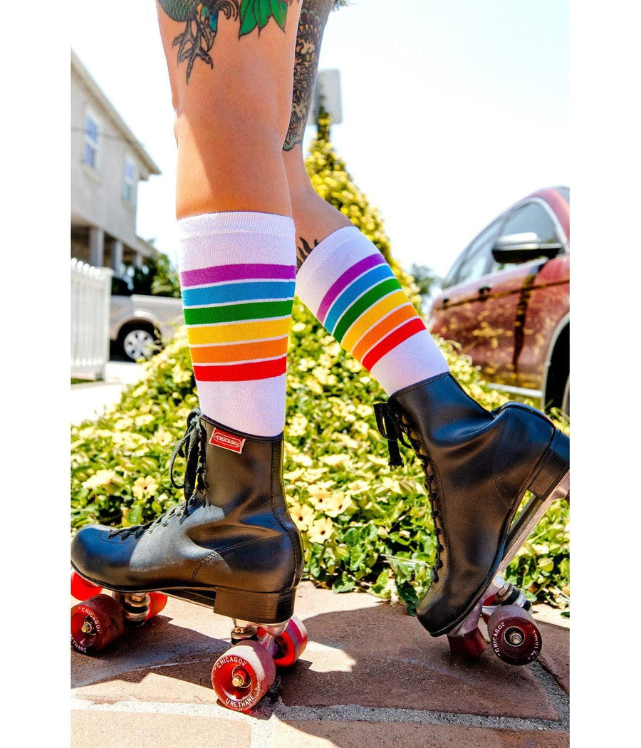 Women's White Rainbow Socks (Fits Sizes 6-11W)