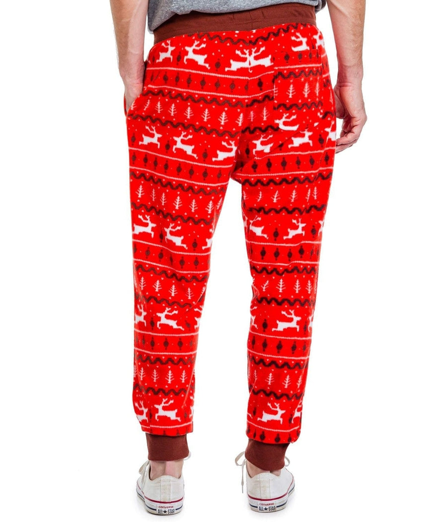 Men's Red Reindeer Jogger Sweatpants Image 2
