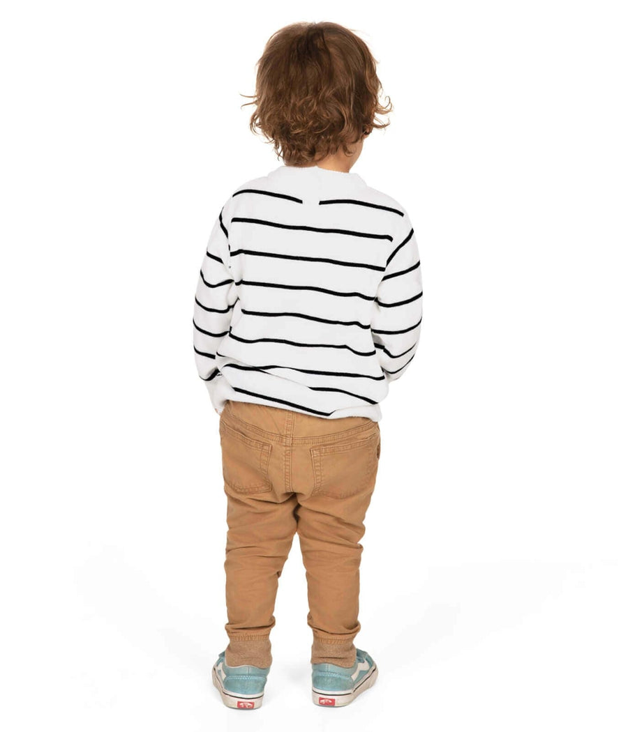 Toddler Boy's White Striped Tree Sweater