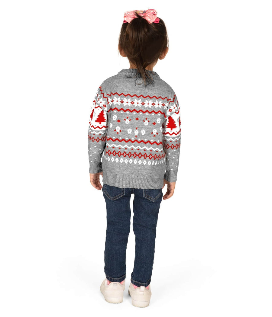 Toddler Girl's Grey Llama Sweater Image 2