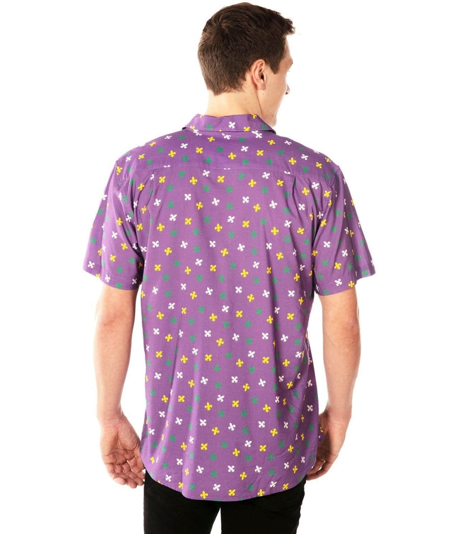 Men's Purple Fleur De Lis Button Down Shirt Image 3
