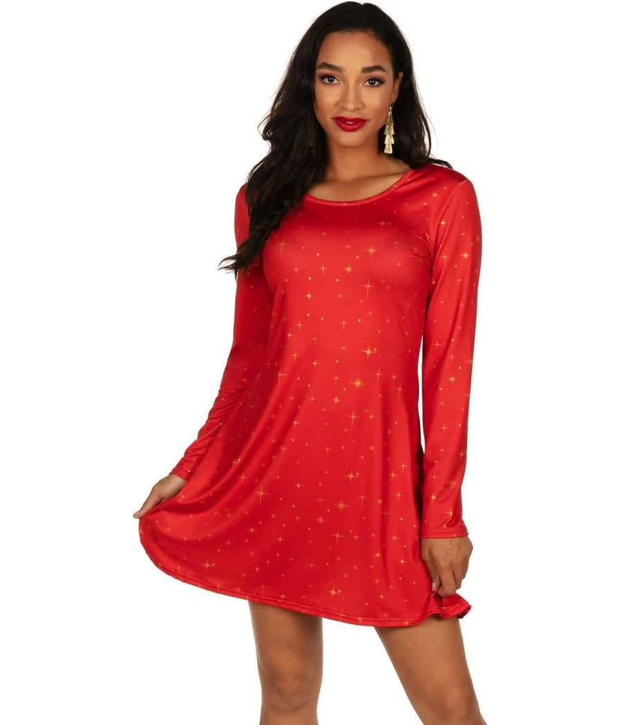 Women's Red Twinkle Lights Dress Image 2