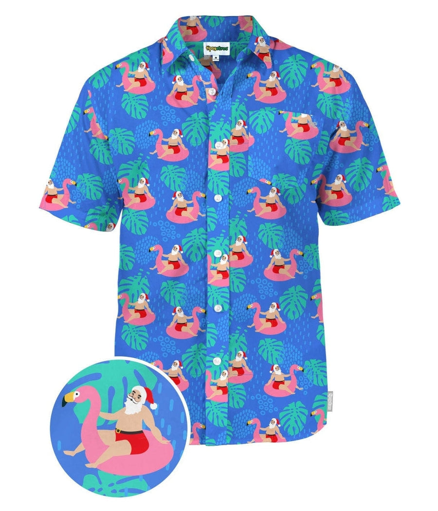 Men's Santa Pool Party Button Down Shirt