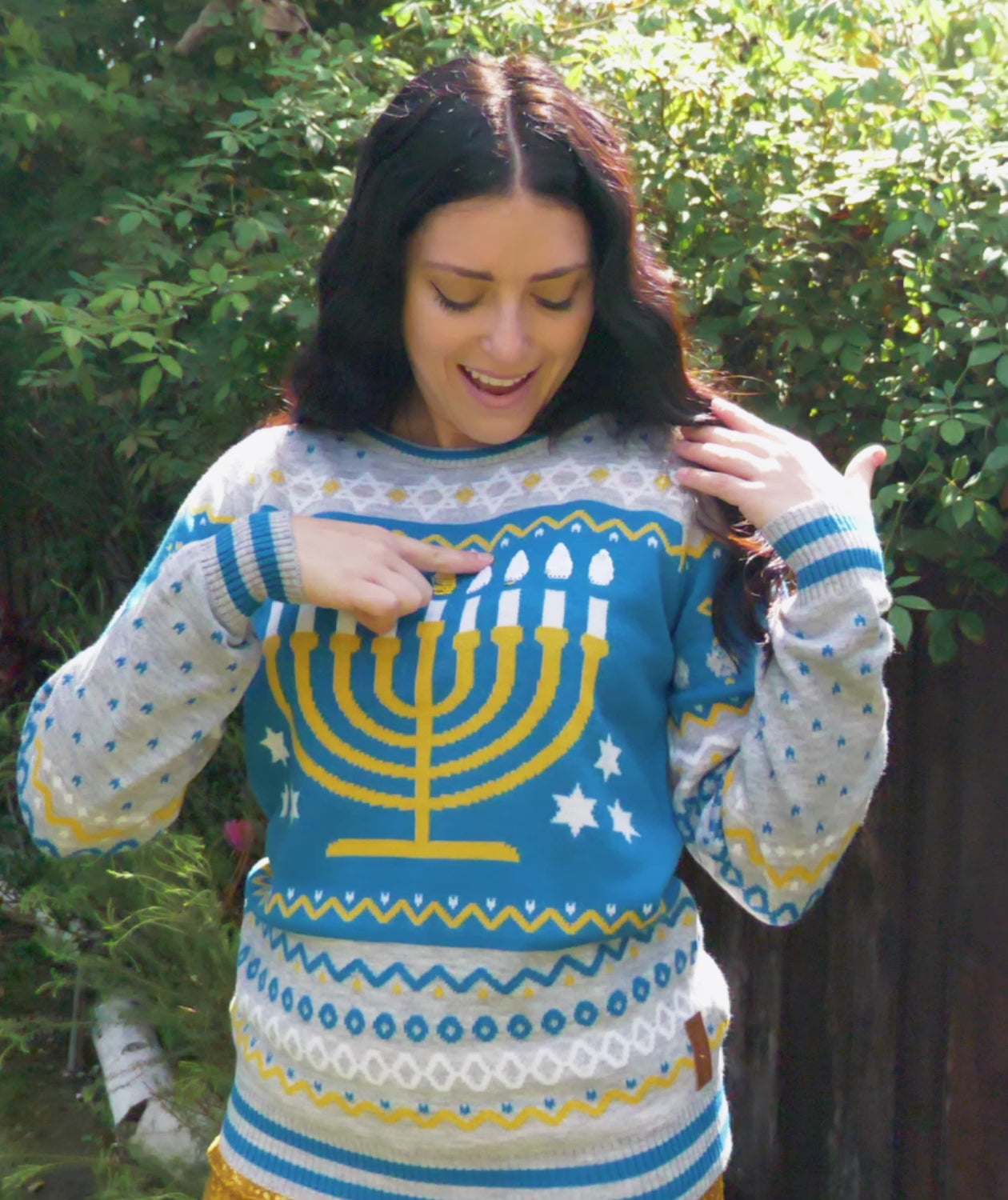 Women's Reversible Sequin Hanukkah Sweater Image 3