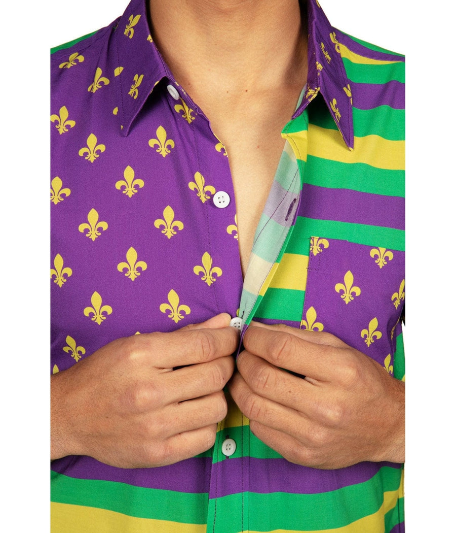 Men's Mardi Gras Flag Button Down Shirt