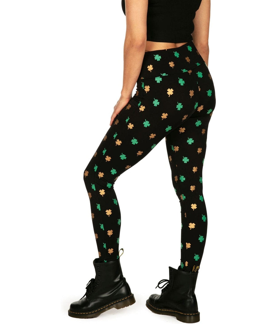 Gold Foil Clover High Waisted Leggings