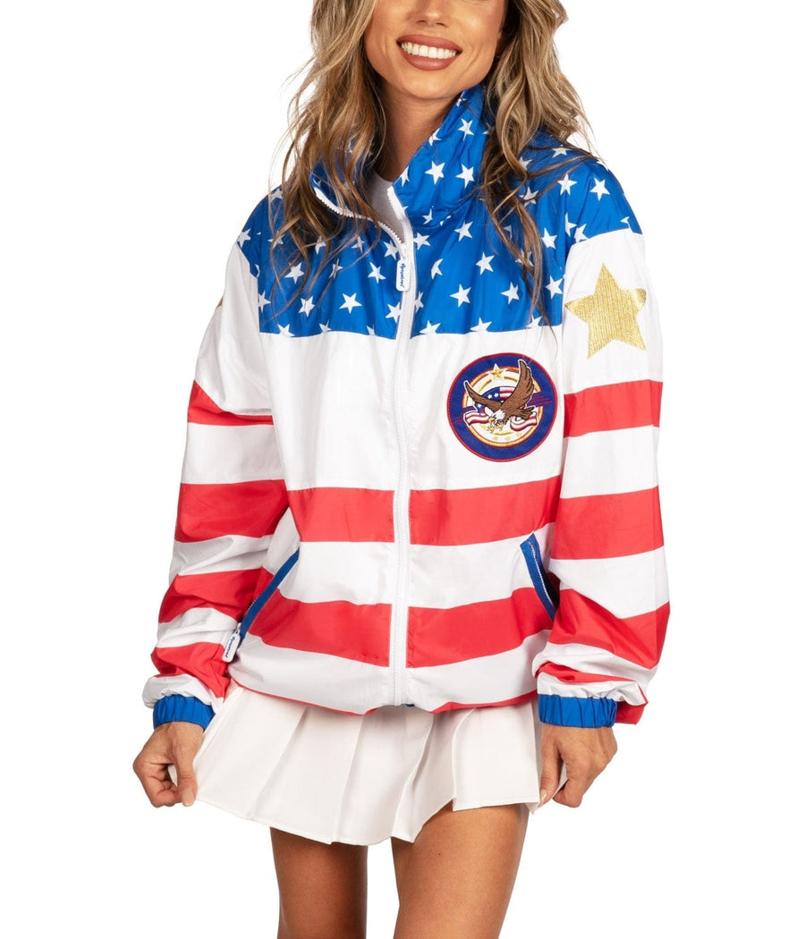 Women's American Flag Windbreaker Jacket Image 2