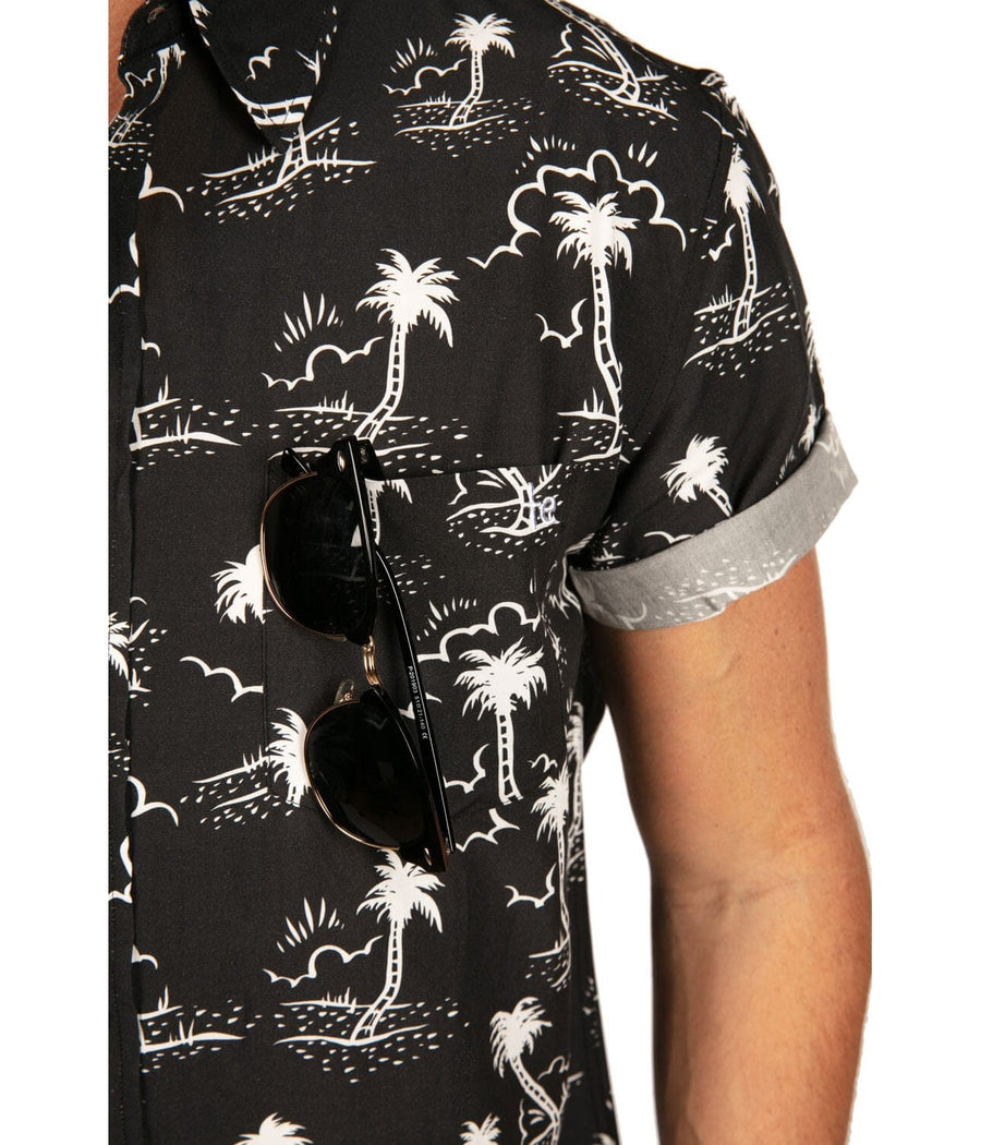 Men's Monochrome Moonlight Hawaiian Shirt Image 7