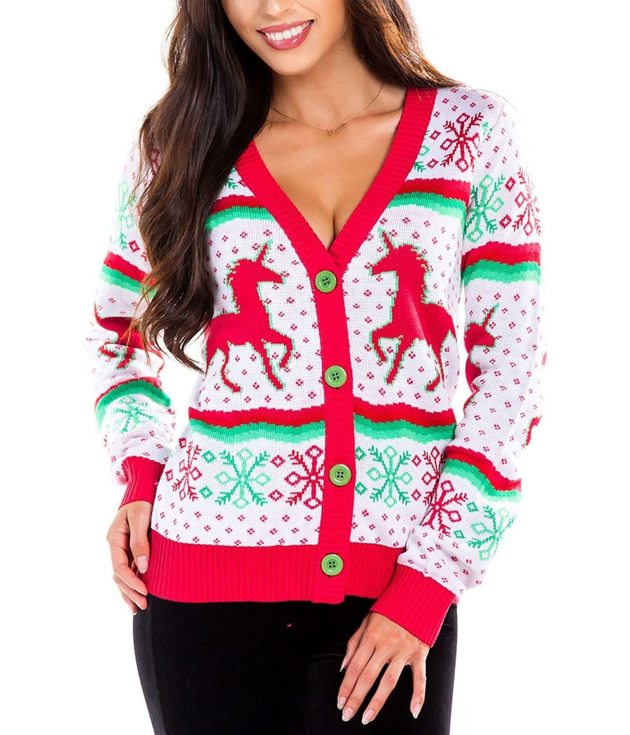 Women's Christmicorn Cardigan Sweater