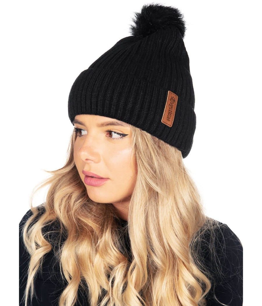 Black Pom Beanie Image 2