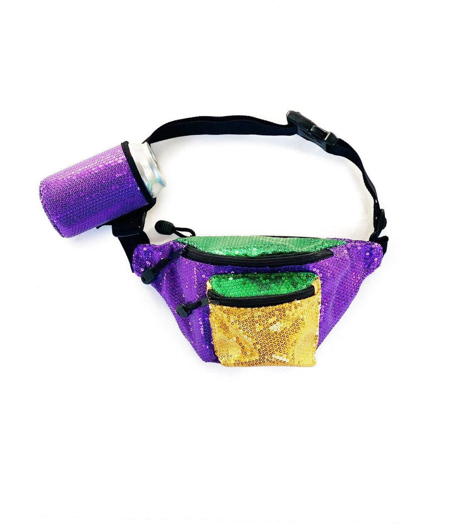 Mardi Gras Sequin Fanny Pack with Drink Holder