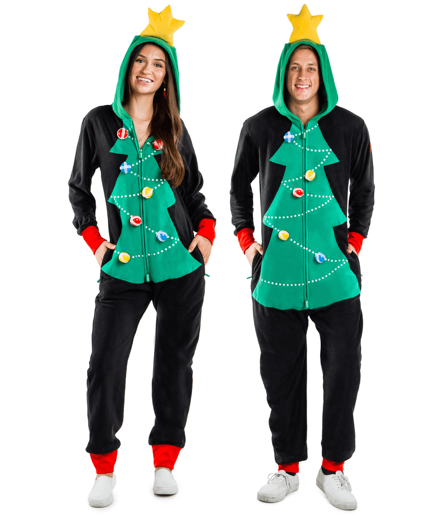 Matching Christmas Tree Toss Game Couples Jumpsuits | Tipsy Elves