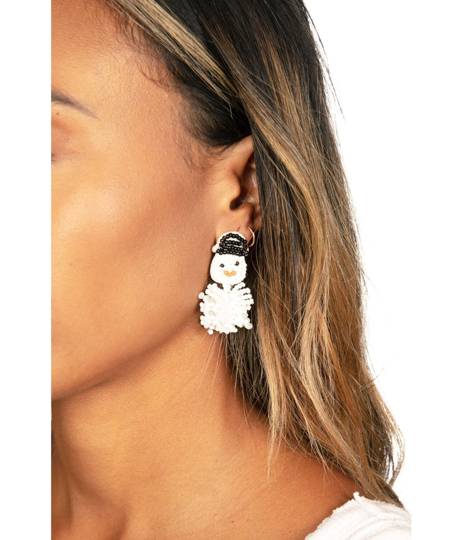 Beaded Snowman Earrings