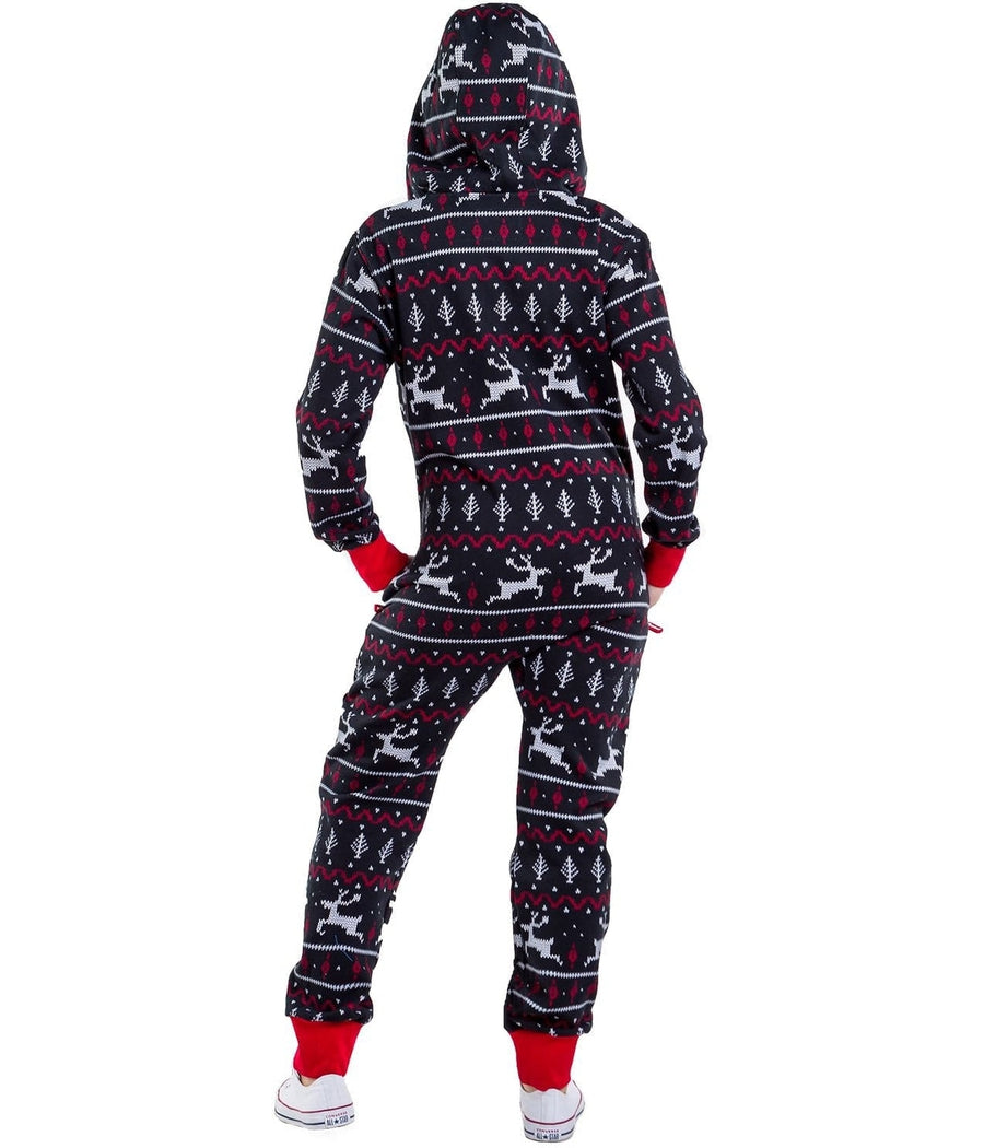 Women's Black and Red Fair Isle Jumpsuit