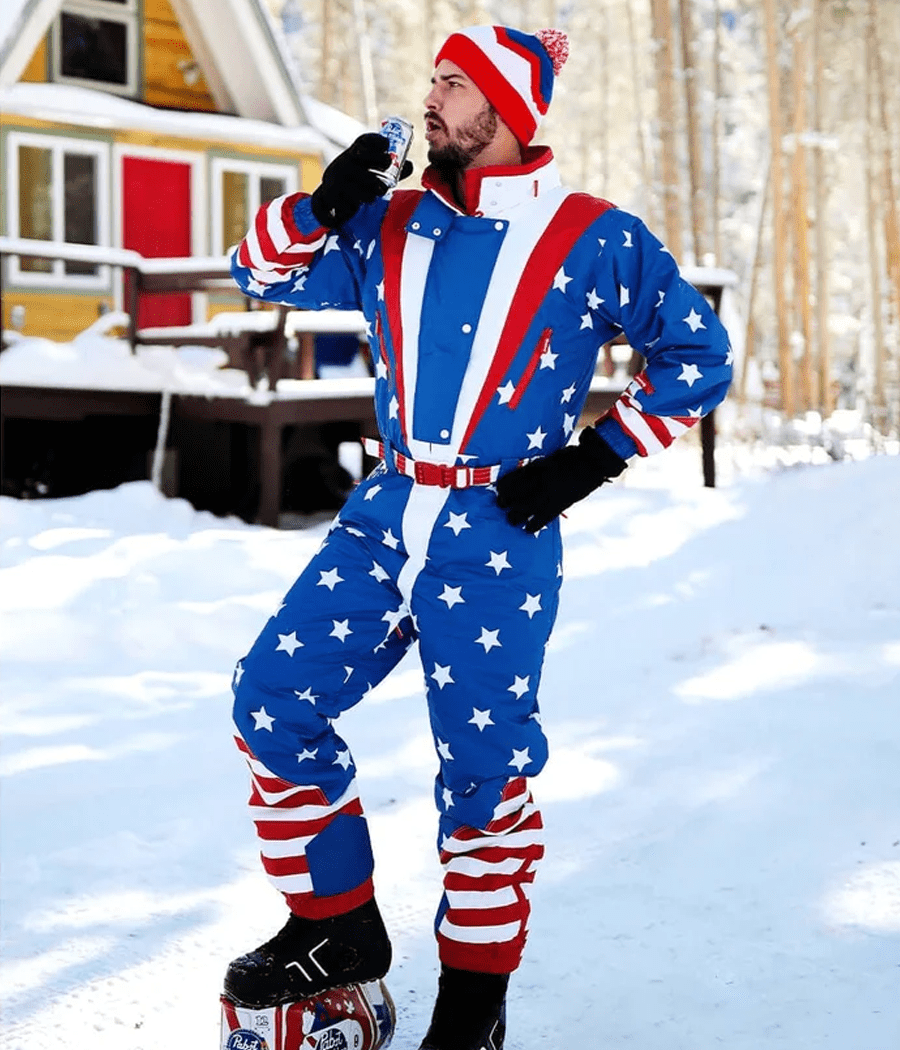 Tipsy Elves Men's Americana Snow Suit, Medium, Blue Tipsy Elves Men's Americana Snow Suit, Medium, Blue