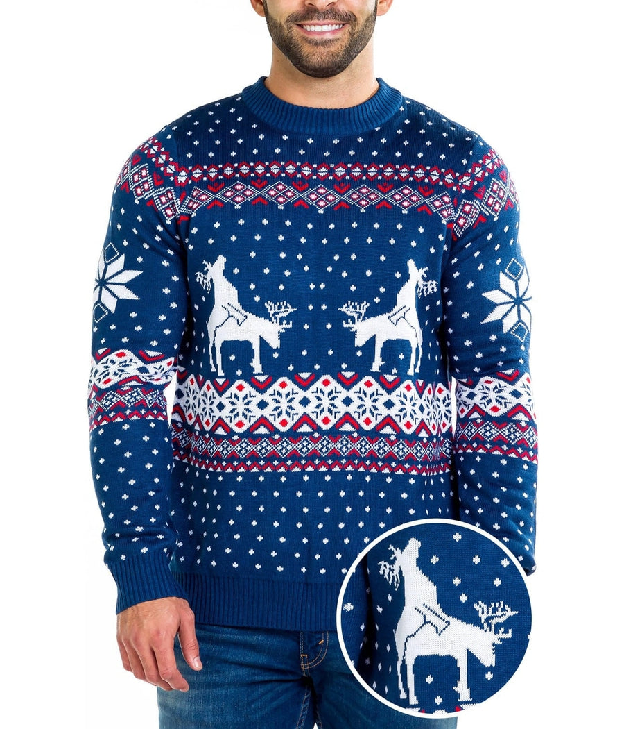 Men's Reindeer Climax Ugly Christmas Sweater Tipsy Elves