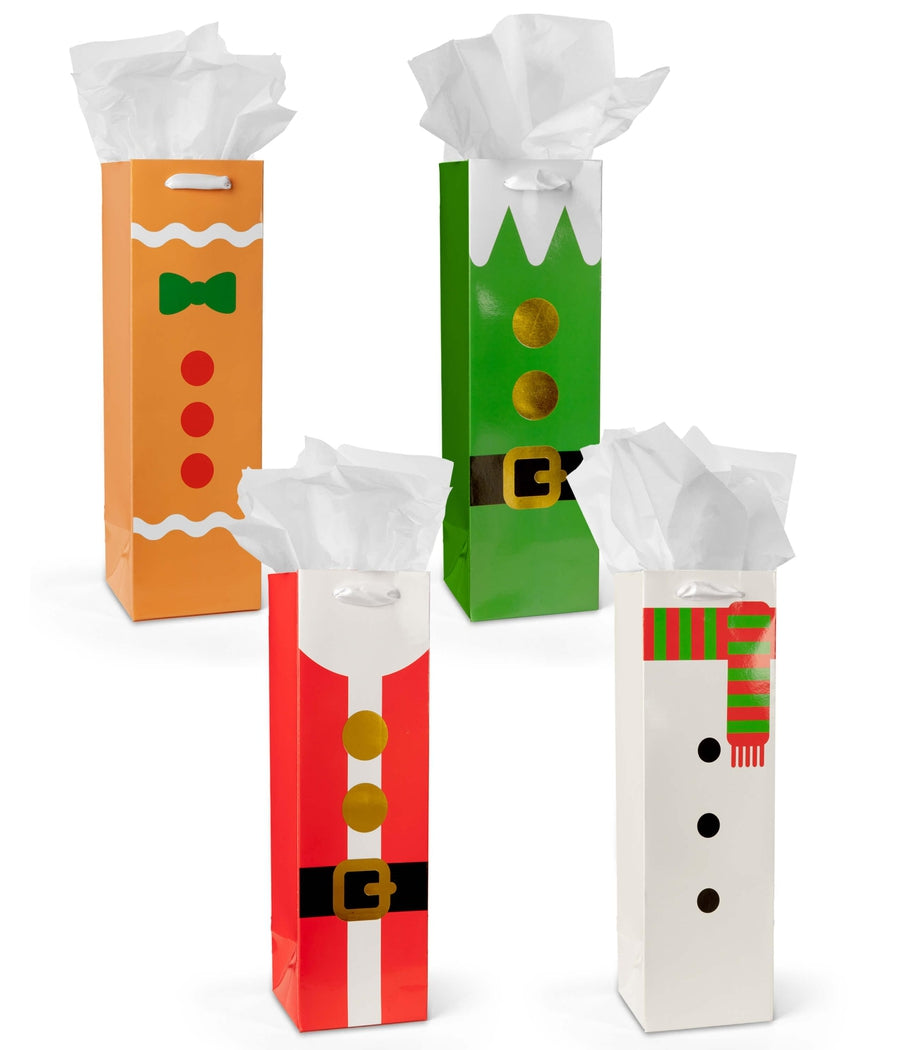 Christmas Characters Wine Gift Bags - Set of 4